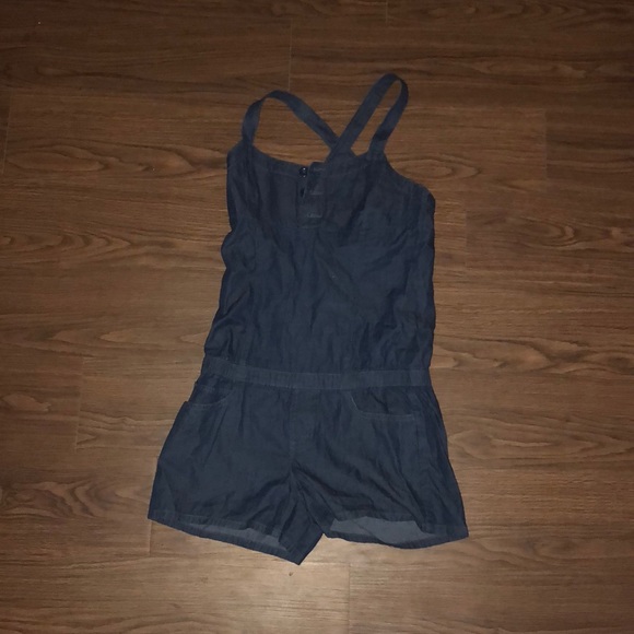 Other - Blue Jean Romper with cross back